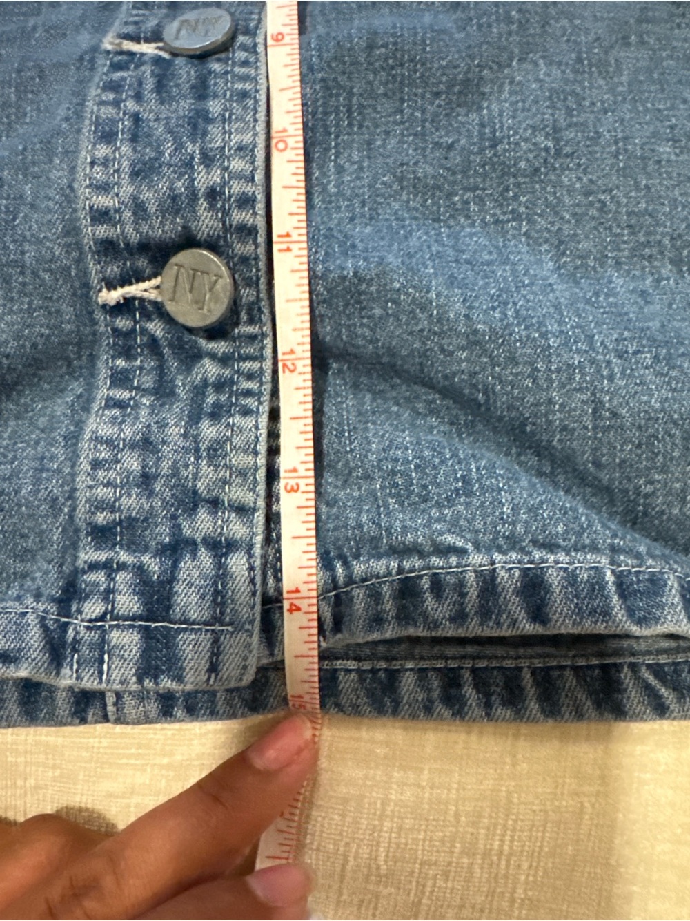 NY Jeans New York & Company Denim Button Front Mini Skirt Sz 4 Blue 100% Cotton - Picture 6 of 10
